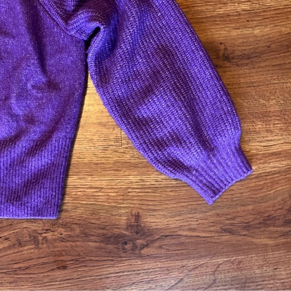 Elodie Bubble Sleeve Sweater Turtleneck Chunky Knit Purple Size XL - Picture 6 of 8